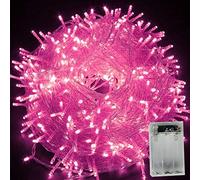 EONHUAYU 10M 80 LED Christmas String Lights with 2 Mode Working Lighting, Battery Operated for Tree, Party, Wedding, Garden Decor (Pink)