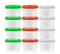 EONJOE Freezer Storage Containers,Reusable 16 oz Round Plastic Food Storage Jars with Lids BPA Free - Stackable - Leakproof,12 Pack