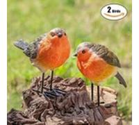 EONLION 1 Pair Resin Robin Birds Outdoor Decor Bird Statues Lifelike Patio EONLION Multicolor