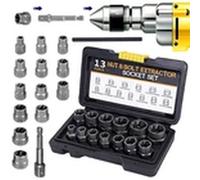 EONLION 15pc Bolt Extractor Impact Socket Set Nut Removal Tool in Silver EONLION Silver