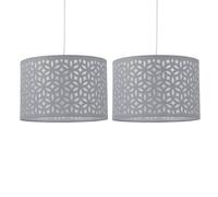 EONLION 2 Grey Laser Cut 30cm Easy Fit Ceiling Light Shade Pendant Lightshades EONLION Grey