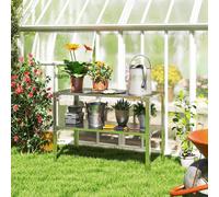 EONLION 2 Tier Potting Bench Table Work Bench in Silver | Size: 100 cm EONLION Silver 100 cm