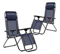 EONLION 2 x RECLINING SUN LOUNGER OUTDOOR in Blue | Size: 100 cm EONLION Blue 100 cm