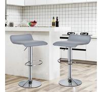 EONLION 2 x Square Bar Stools PU Leather Swivel Stool in Grey EONLION Grey