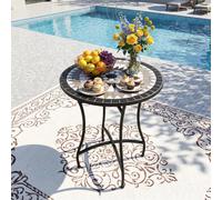 EONLION 24" Mosaic Side Table Round Coffee in Black | Size: 100 cm EONLION Black 100 cm