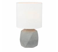 EONLION 27cm Concrete Table Lamp Bedside Light with White Shade in Grey EONLION Grey