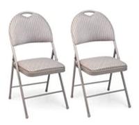 EONLION 2PCS Metal Folding Chair High Back Foldable Padded Seat in Beige EONLION Beige