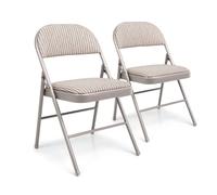 EONLION 2X CHAIRS STRONG METAL FRAME FABRIC in Grey | Size: 100 cm EONLION Grey 100 cm