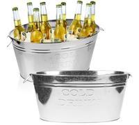 EONLION 2x Large Galvanised Metal Wine Champagne Beer Bottle Ice Cooler Bucket Party Tub in Metallics EONLION Metallics