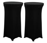 EONLION 2xBlack Stretch Cocktail Bar Fitted Table Cloth Cover Decorative in Black EONLION Black