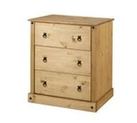 EONLION 3 Drawer Budget Solid Pine Mexican Chest Of Drawers in Natural EONLION Natural
