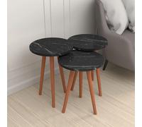 EONLION 3-Pc Wood Nesting Tables Scandi Legs End Tables in Black EONLION Black