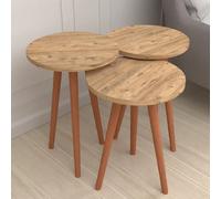 EONLION 3-Pc Wood Nesting Tables Scandi Legs End Tables in Light Oak EONLION Light Oak