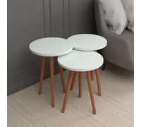 EONLION 3-Pc Wood Nesting Tables Scandi Legs End Tables in White EONLION White