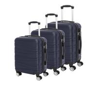 EONLION 3 Pcs Suitcase Set ABS Hard Shell 4 Wheeled Trolley in Dark Blue EONLION Dark Blue