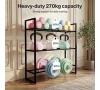EONLION 3 Tier Dumbbell Rack Adjustable in Black | Size: 0-12 m EONLION Black 0-12 m
