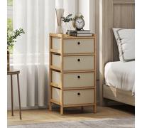 EONLION 4 Drawers Dresser with Bamboo Frame in Beige | Size: 100 cm EONLION Beige 100 cm