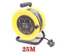 EONLION 4 Way Extension Lead 25M Cable Reel Socket Safety CutOut in Yellow EONLION Yellow
