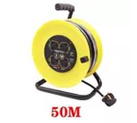 EONLION 4 Way Extension Lead 50M Cable Reel Socket Safety CutOut in Yellow EONLION Yellow