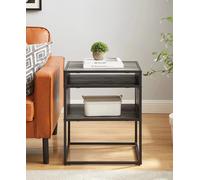 EONLION 51cm Industrial Modern Square Open Shelf Storage Sofa Side End Night Stand Table in Brown EONLION Brown