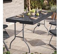 EONLION 5ft Black Rattan Design Folding Table Portable Carry Handle Garden Patio EONLION Black