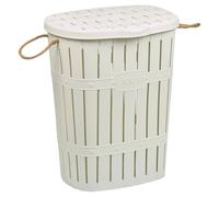 EONLION 65L Bamboo Look Clothes Storage Laundry Washing Basket in White EONLION White