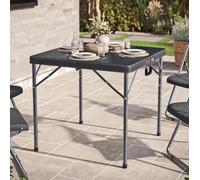 EONLION 80cm Black Rattan Design Square Folding Table Portable Carry Handle Garden Patio EONLION Black