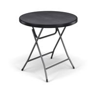 EONLION 80cm Black Wooden Look Round Folding Garden Table EONLION Black
