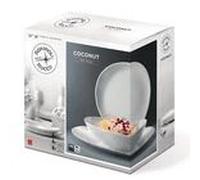 EONLION Bormioli Rocco Coconut 18Pc Dinner Service Set Opal Glass Tableware Dining Plate in White EONLION White