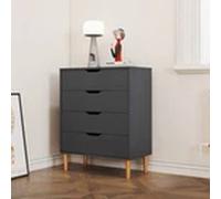 EONLION Chest of 4 Drawers Bedroom Storage Scandi Style Bedside Table Grey in Dark Grey EONLION Dark Grey
