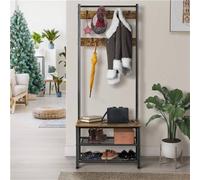 EONLION Coat Rack Stand with 3-Tier Shoe Bench in Brown | Size: 500mm EONLION Brown 500mm