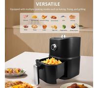 EONLION Compact Air Fryer 3L Manual Toaster in Black | Size: 100 cm EONLION Black 100 cm