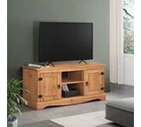 EONLION Corona Pine TV Unit 2-Door Media Stand Solid Wood in Brown EONLION Brown