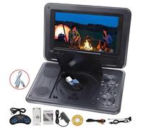 EONLION DVD Player Rechargeable HD 16:9 LCD Swivel Screen AV 3D Game Function in Black EONLION Black