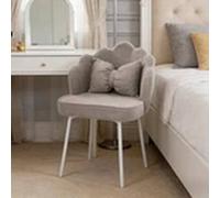EONLION Elegant Teddy Vanity Stool Soft Cushioned Dressing Chair Grey EONLION Grey