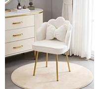EONLION Elegant Teddy Vanity Stool Soft Cushioned Dressing Chair White EONLION White