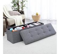 EONLION Folding Ottoman Storage Box Pouffe Seat in Grey | Size: 500mm EONLION Grey 500mm