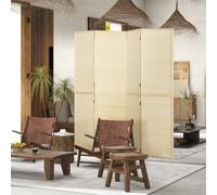 EONLION Freestanding Room Divider 4 Panel Folding Natural | Size: 100 cm EONLION Natural 100 cm
