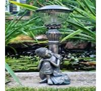 EONLION Garden Ornament Solar Buddha Statue Pond Lantern Decoration in Bronze EONLION Bronze
