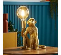 EONLION Gold Animal Table Lamp Monkey Holding Bulb 32cm Tall Retro Light EONLION Gold