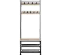 EONLION Grey Coat Rack Bench, 9-Hook Shoe Storage with Anti-Tip Kit EONLION Grey