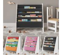 EONLION Kids 4-Tier Fabric Bookshelf, MDF Sling Storage Organizer in Pink EONLION Pink