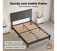 EONLION Leede King Bed Frame Linen Fabric Soft Foam in Dark Grey EONLION Dark Grey King