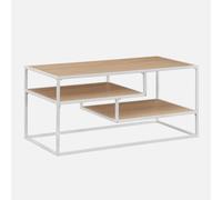 EONLION Modern Tiered Metal & Wood Coffee Table in Light Oak | Size: B EONLION Light Oak B