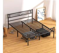 EONLION Queen Size Metal Bed Frame Heavy Duty in Black | Size: Double EONLION Black Double