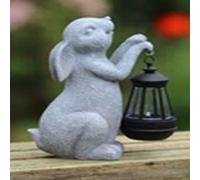 EONLION Rabbit Solar Light Ornament Decor Home Lantern Stone Effect in Grey EONLION Grey