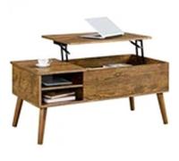 EONLION Rustic Lift Top Coffee Table with Storage Shelf in Brown EONLION Brown