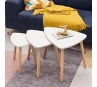 EONLION Scandinavian Wooden Nest of 3 Tables Set white EONLION White