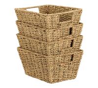 EONLION Set of 4 Seagrass Wicker Storage Baskets Organiser in Natural EONLION Natural