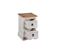 EONLION White 2-Drawer Pine Bedside Cabinet Nightstand EONLION White